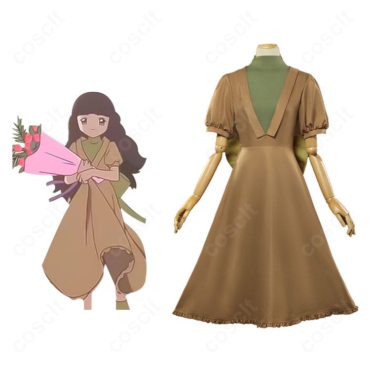 劇場版カードキャプターさくら 大道寺知世のコスプレ衣装とキャラクター比較。正面シルエットと配色の再現度が分かる画像