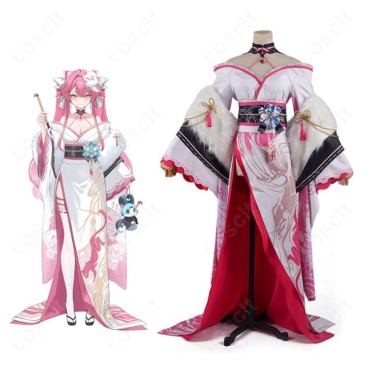 ラオーラ・パンテーラの正月衣装コスプレ衣装とキャラビジュアルの組み合わせ正面図。イベント向けの全体シルエットを確認できます。