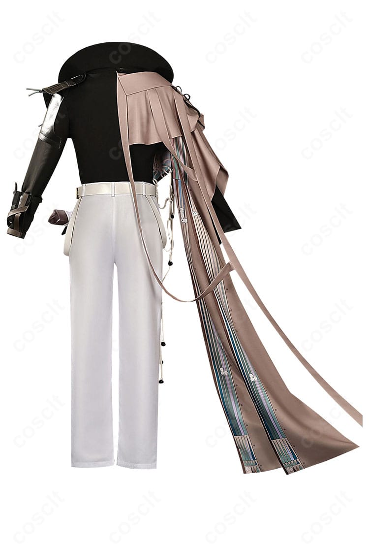 アークナイツ ソーンズ 引星コスプレ衣装の背面。背面の切り替えとベルト配置まで作中準拠で丁寧に再現。