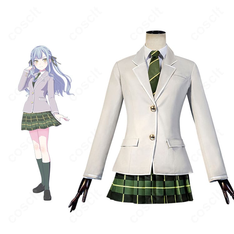 豊川祥子の羽丘女子学園 制服コスプレを着用した正面全身。端正なブレザーとプリーツスカートで作品イメージを高再現。