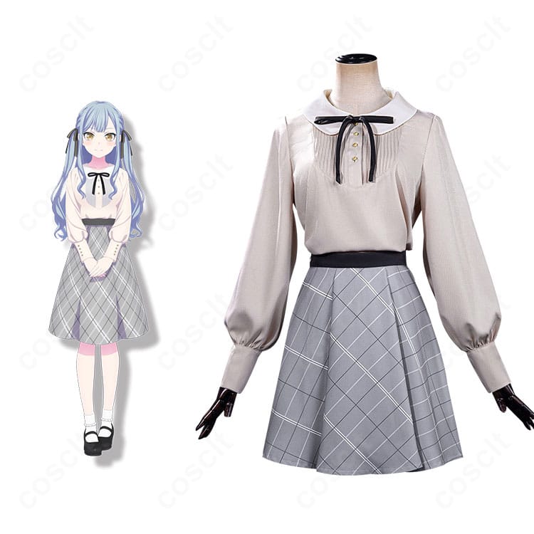 豊川祥子（Ave Mujica）の公式風デザインを再現したコスプレ衣装とキャラクター比較の正面画像