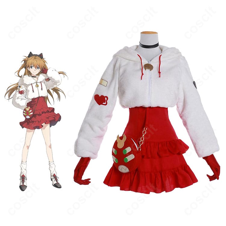 惣流・アスカ・ラングレーの冬の日私服と商品正面の比較。上品なコートとワンピのシルエットを高再現。