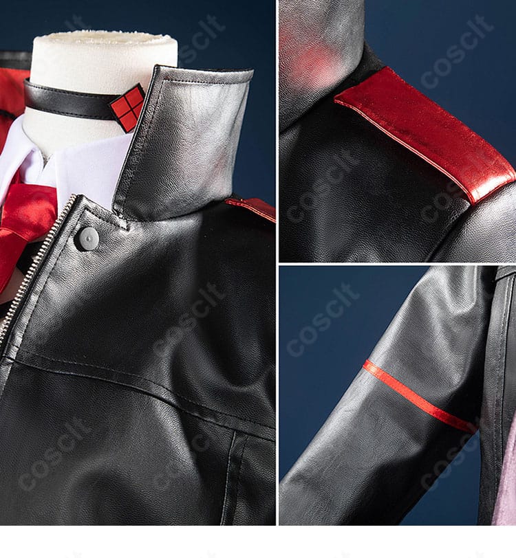 襟元と肩・袖の装飾ステッチの精密な縫製ディテール