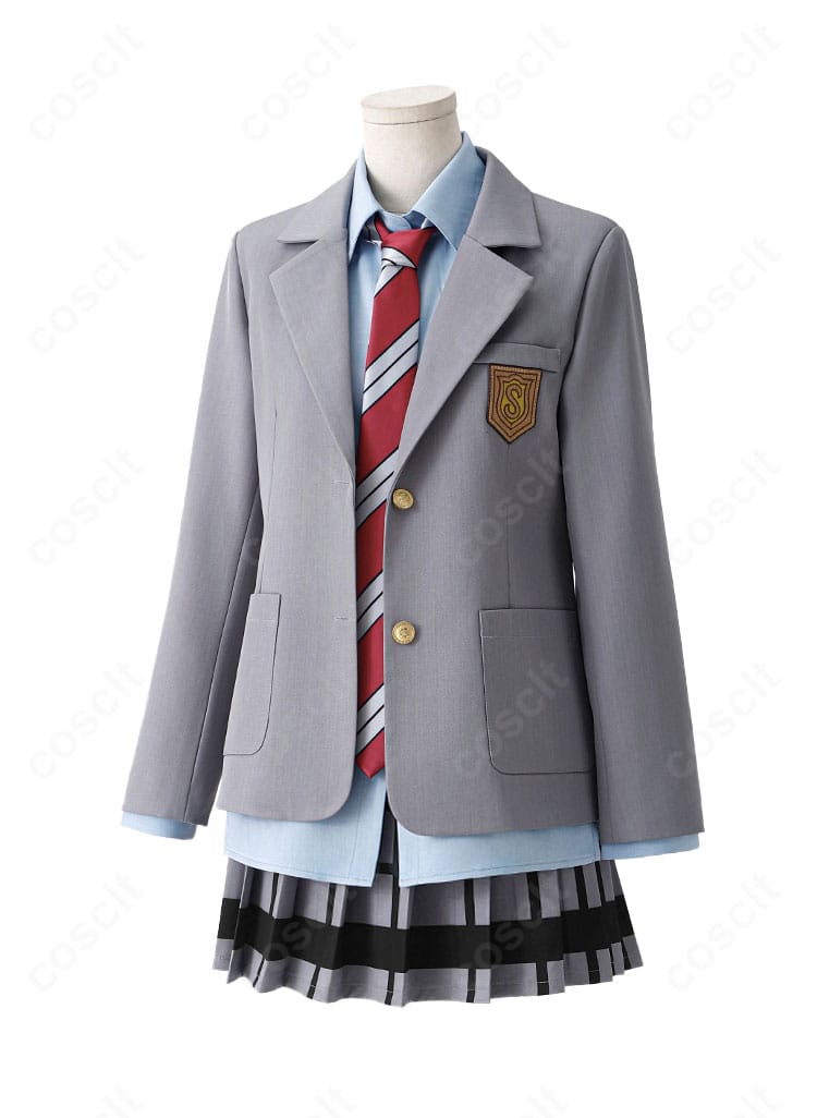 宮園かをり 制服コスプレのサイドシルエット。ブレザーとスカートの美ライン