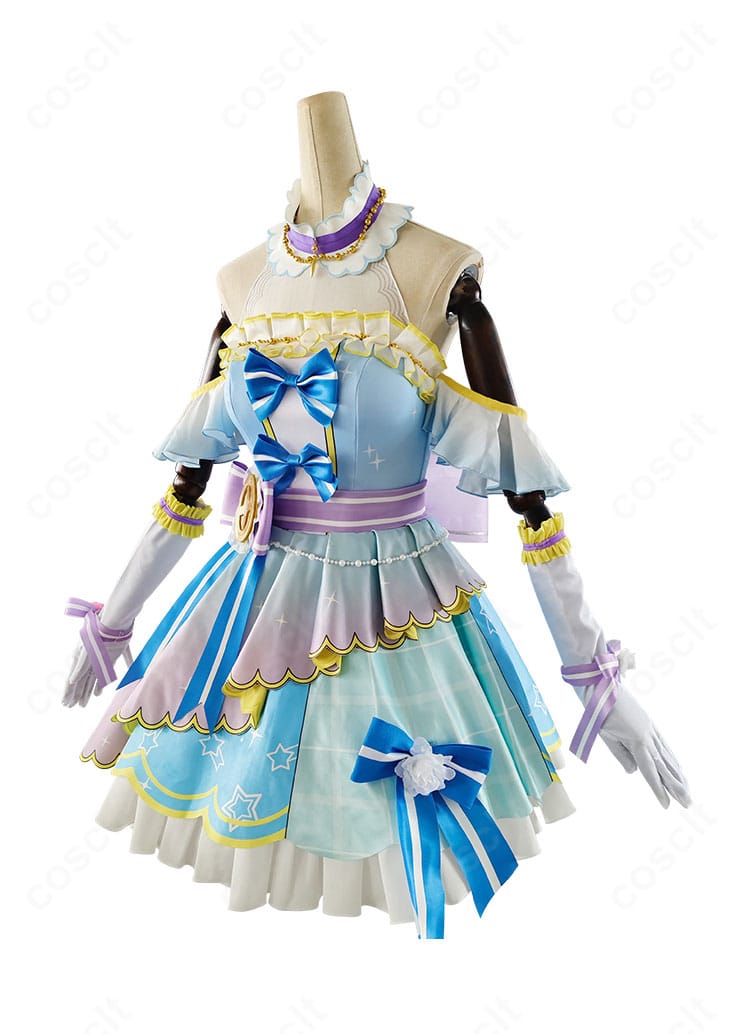 ラブライブ！スクフェス 絢瀬絵里 カウントダウンライブ衣装の側面シルエット。ウエストから裾への美しいラインと腕飾りの位置を示す画像