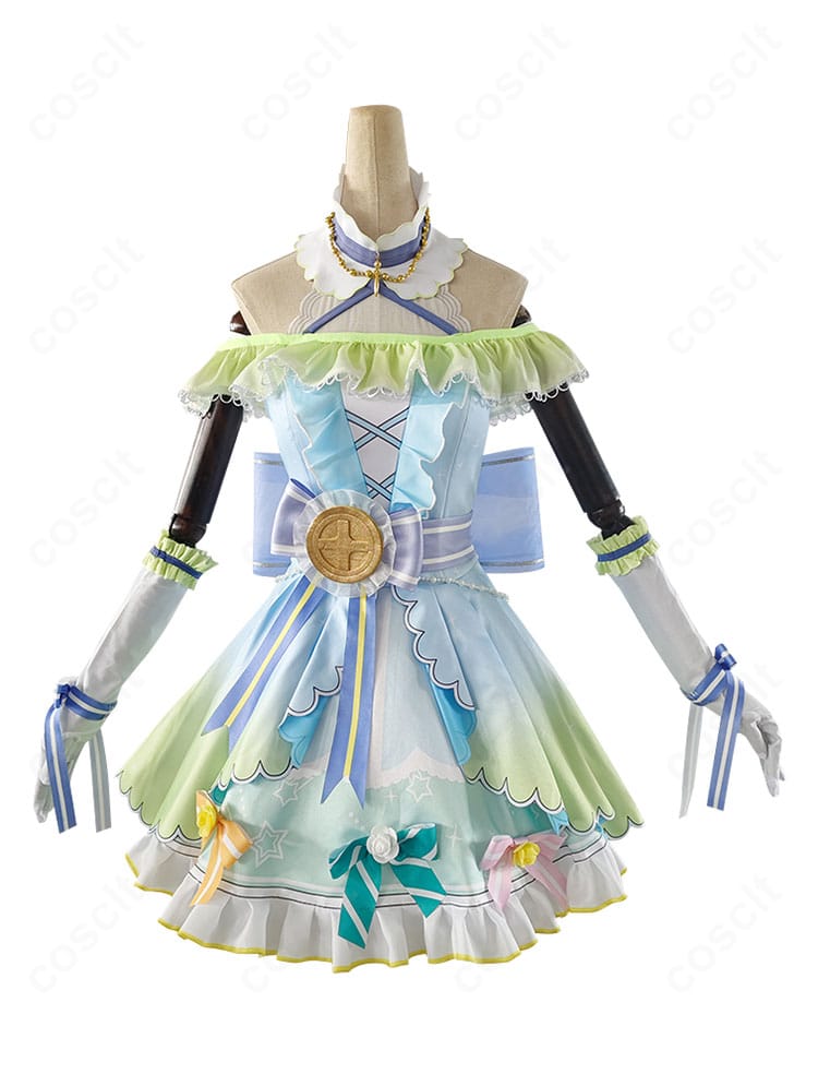 南ことり カウントダウンライブ編コスプレ衣装の正面全身。フレアシルエットと上品なラインが分かる高品質ショット。