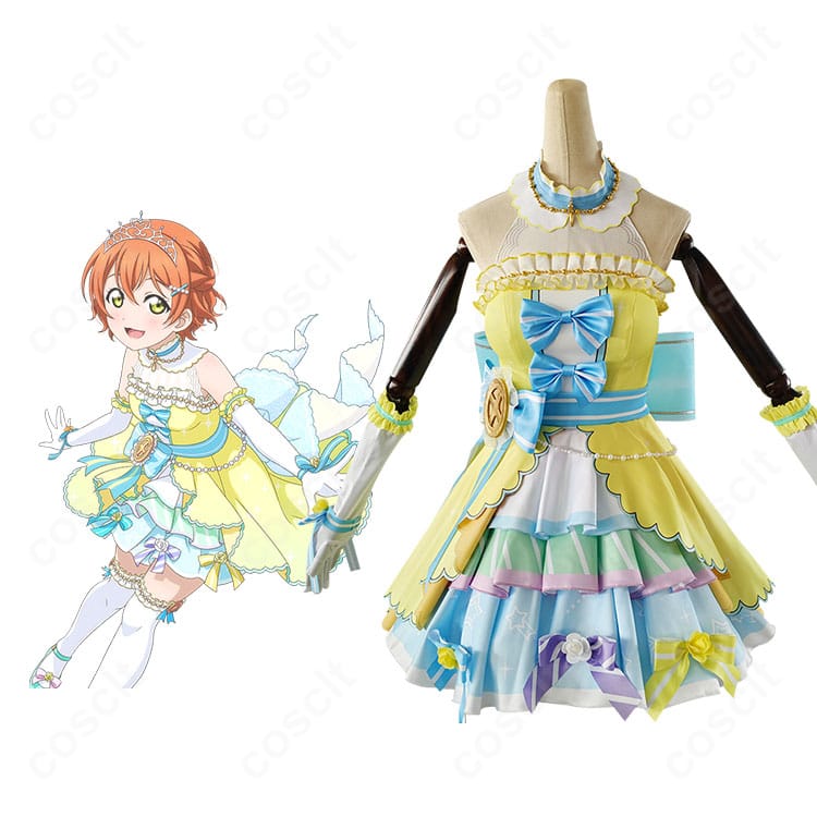 ラブライブ！スクフェス 星空凛 カウントダウンライブ編衣装の正面とキャラ比較画像。配色と装飾の再現度を確認可能