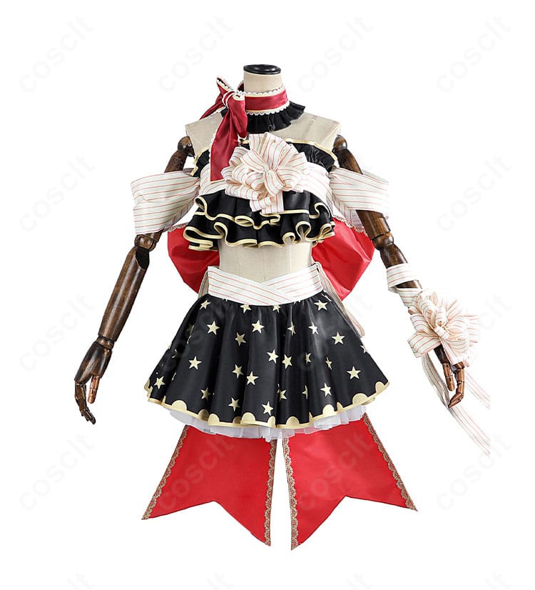 正面全身カット。矢澤にこ「こころ揺れちゃうよ 報酬編」衣装のベアトップとスカート、胸飾りの配置が分かる高解像度画像。