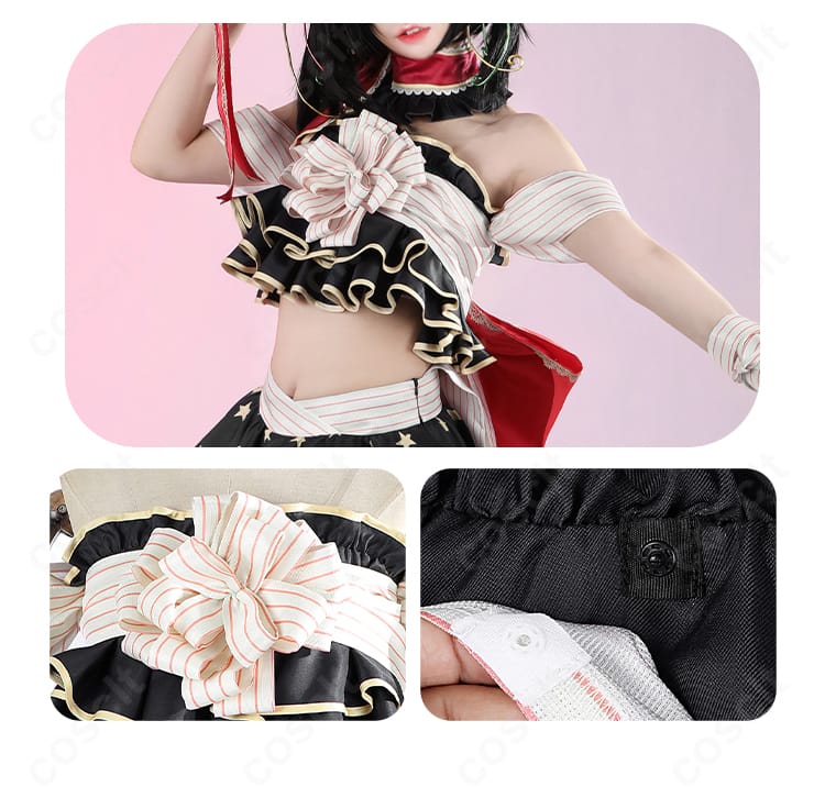 装飾接写。胸飾りと縁取り、精巧な刺繍ディテールが見えるクローズアップ。