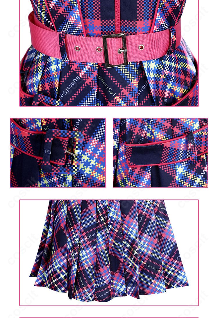 嵐千砂都コスのウエストベルトとスカート装飾ディテール。立体パーツの配置と縫製が見える構図。