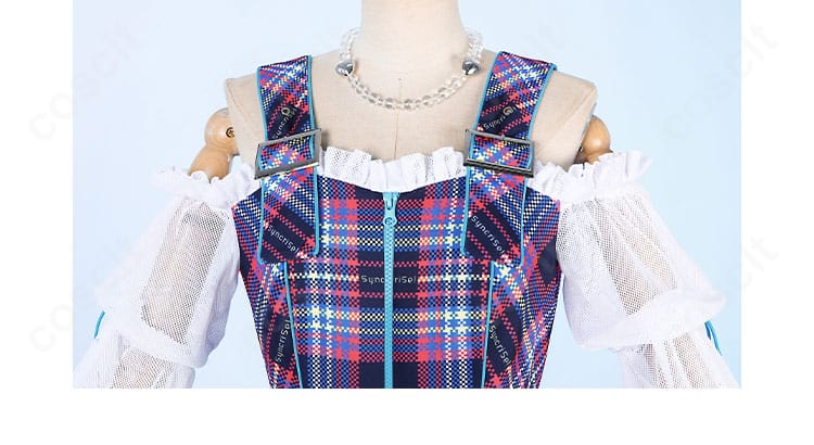 ラブライブ!スーパースター!! 鬼塚冬毬 Jellyfish衣装の上衣ディテール。胸元のラインとパネル切り替えが美しい。