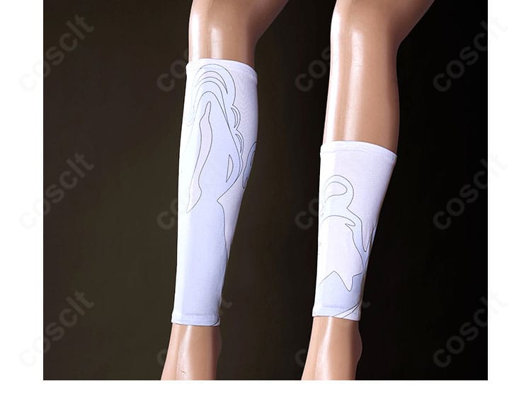 レッグカバーの装飾ディテール。滑り止め仕様とリボン飾り、ステッチの整いが分かる写真。