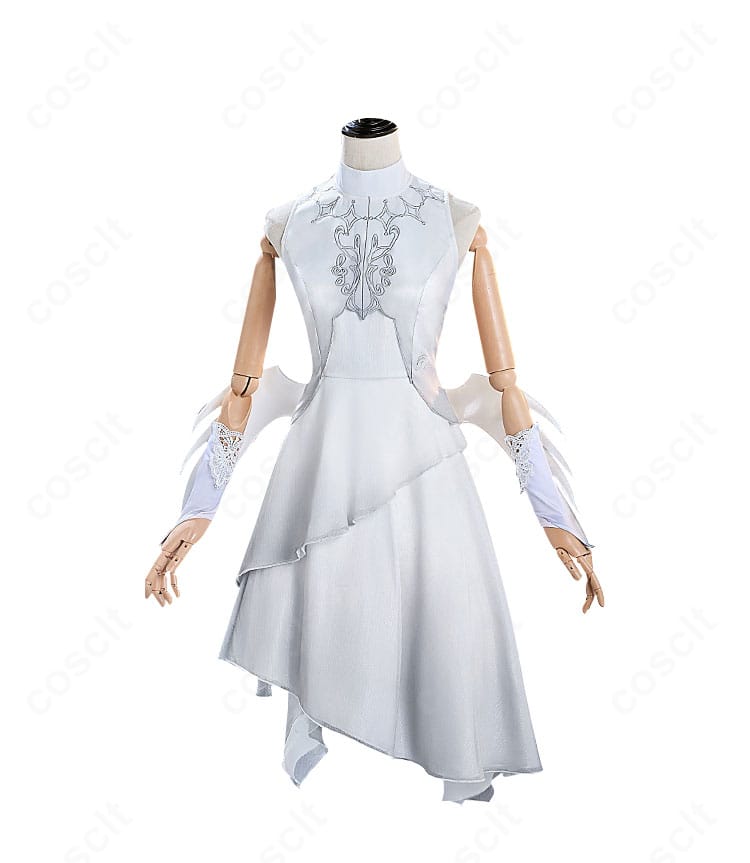 宵崎奏 コスプレ衣装の正面ディテール。胸元の花刺繍とレース、ウエストラインの再現度が分かるクローズアップ。