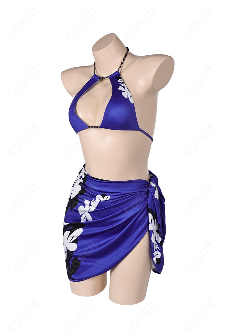 鉄拳8 レイナの水着コスプレ衣装 左側面。腰布の流れとバランスの良いシルエットが確認できる。