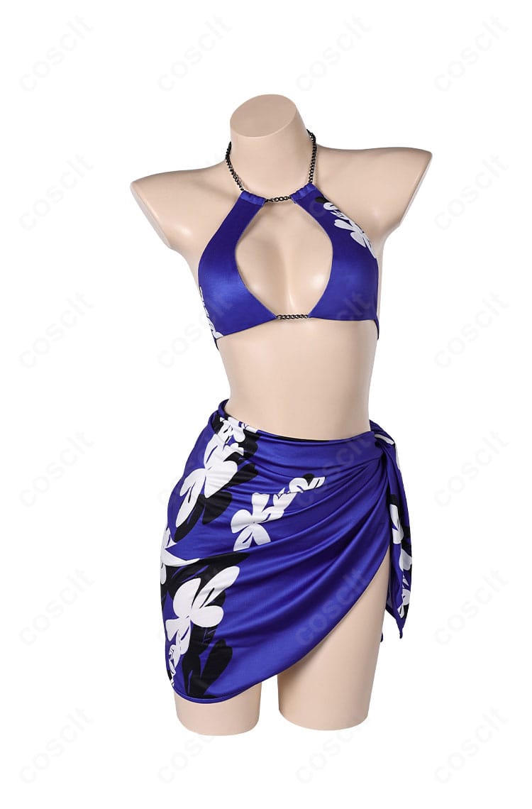 鉄拳8 レイナの水着コスプレ衣装 正面全身。キャラクター再現度が高く、セクシーなシルエットが映えるデザイン。