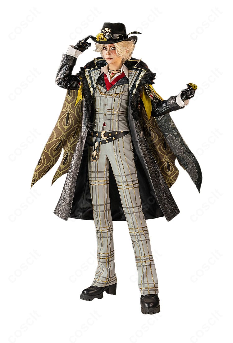 第五人格 探鉱者（ノートン・キャンベル）梟徒コスプレの正面ディテール。ベストとコートのハリ感、装飾の配置を近接で表現。