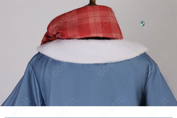 背面装飾のクローズアップ。マフラーと背面リボンの配置とバランス