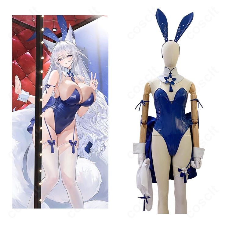 アズールレーン 信濃のバニーガール衣装とキャラクター立ち絵が並ぶ正面全景。シルエットと配色の再現度がわかる構図。