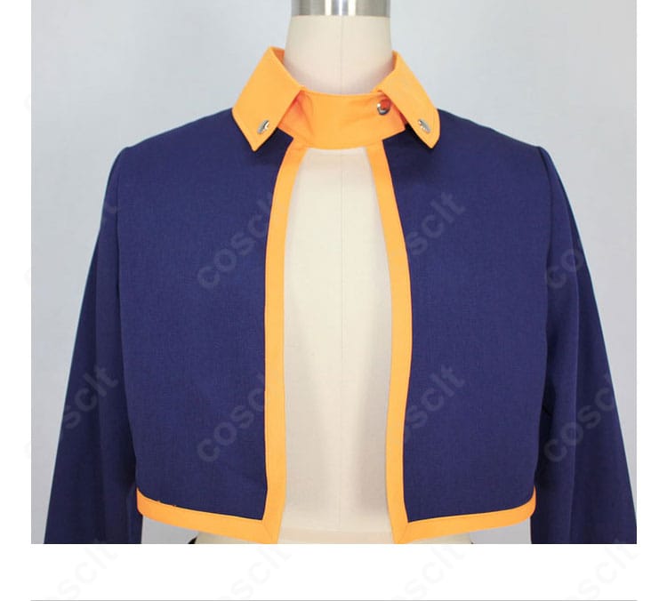 うちはオビト コスプレ衣装の上着ディテール。隠しファスナーとステッチワーク、素材の質感を示す近接画像。