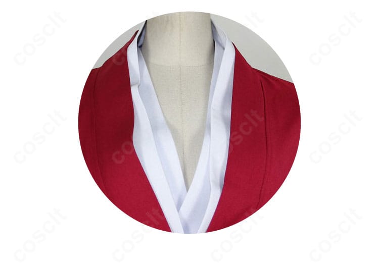 襟元・領口装飾のクローズアップ。首周りの形状保持と端処理の美しさが分かるディテール画像。