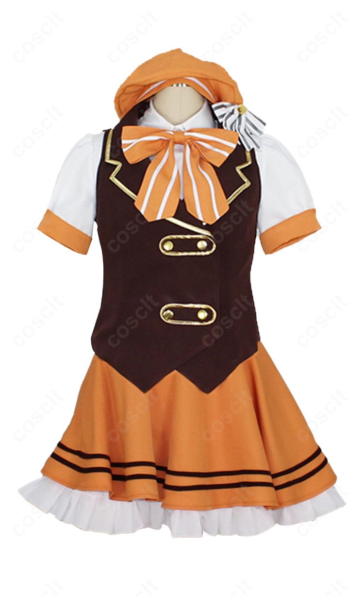 ご注文はうさぎですか?シャロ メイド服の正面ディスプレイ。ベストとスカートのバランス、清楚な襟元が見える画像。