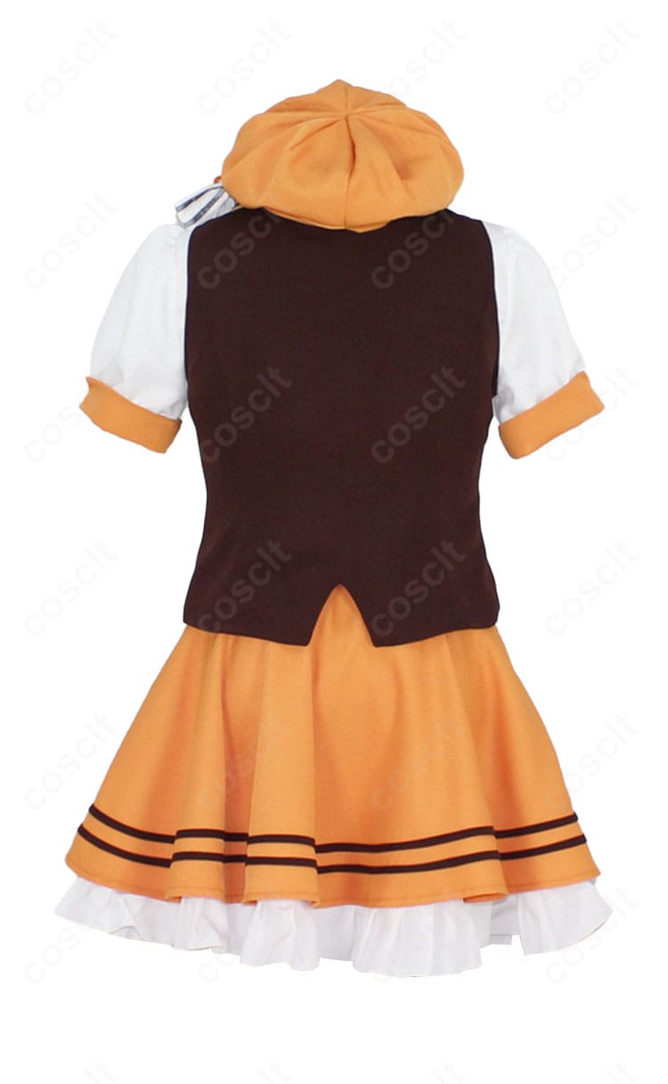 ご注文はうさぎですか?シャロ メイド服の背面。後ろ姿のシルエットとスカートの落ち感、背面デザインを強調。