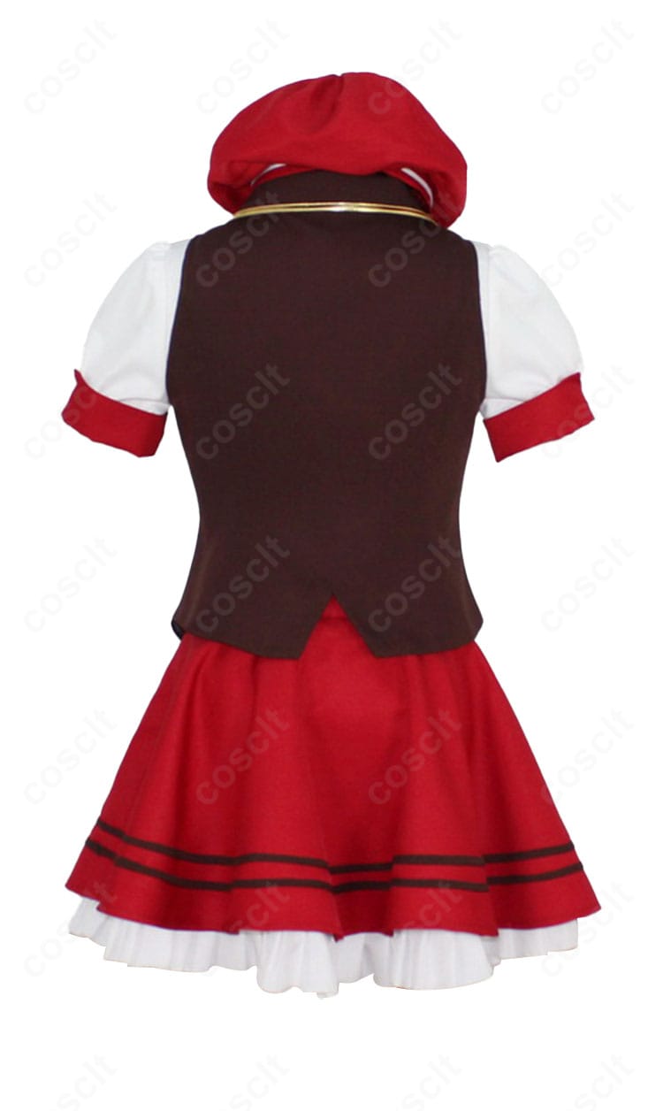 ココア メイド服コスプレ衣装の背面。背中のカッティング、ファスナー位置、スカートの落ち感が見えるバックショット。