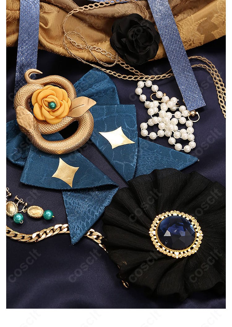 礼瀬マヨイ衣装のアクセサリー一式。胸飾り・耳飾り・ベルトなどの小物詳細