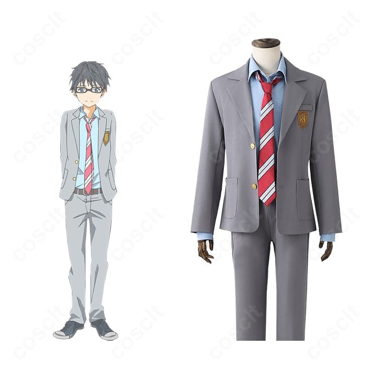 四月は君の嘘 有馬公生 制服コスプレの着用イメージ。キャラクター再現度の高いブレザーとネクタイで世界観を表現。