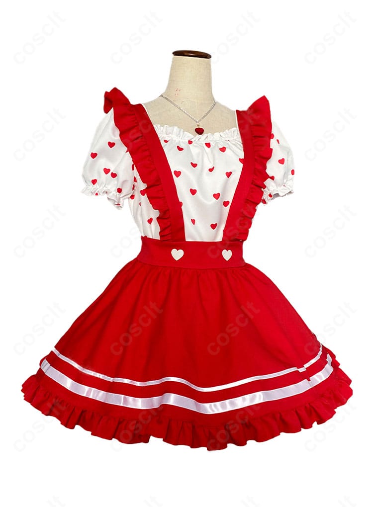 右側面からのディテール。トップスのラインとスカートの広がり、アクセの配置を確認できるアイカツ！星宮いちご衣装。