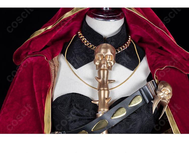 エレシュキガル衣装のつけ襟とネック周りの装飾アップ。金色パーツの造形と配置を精緻に再現。