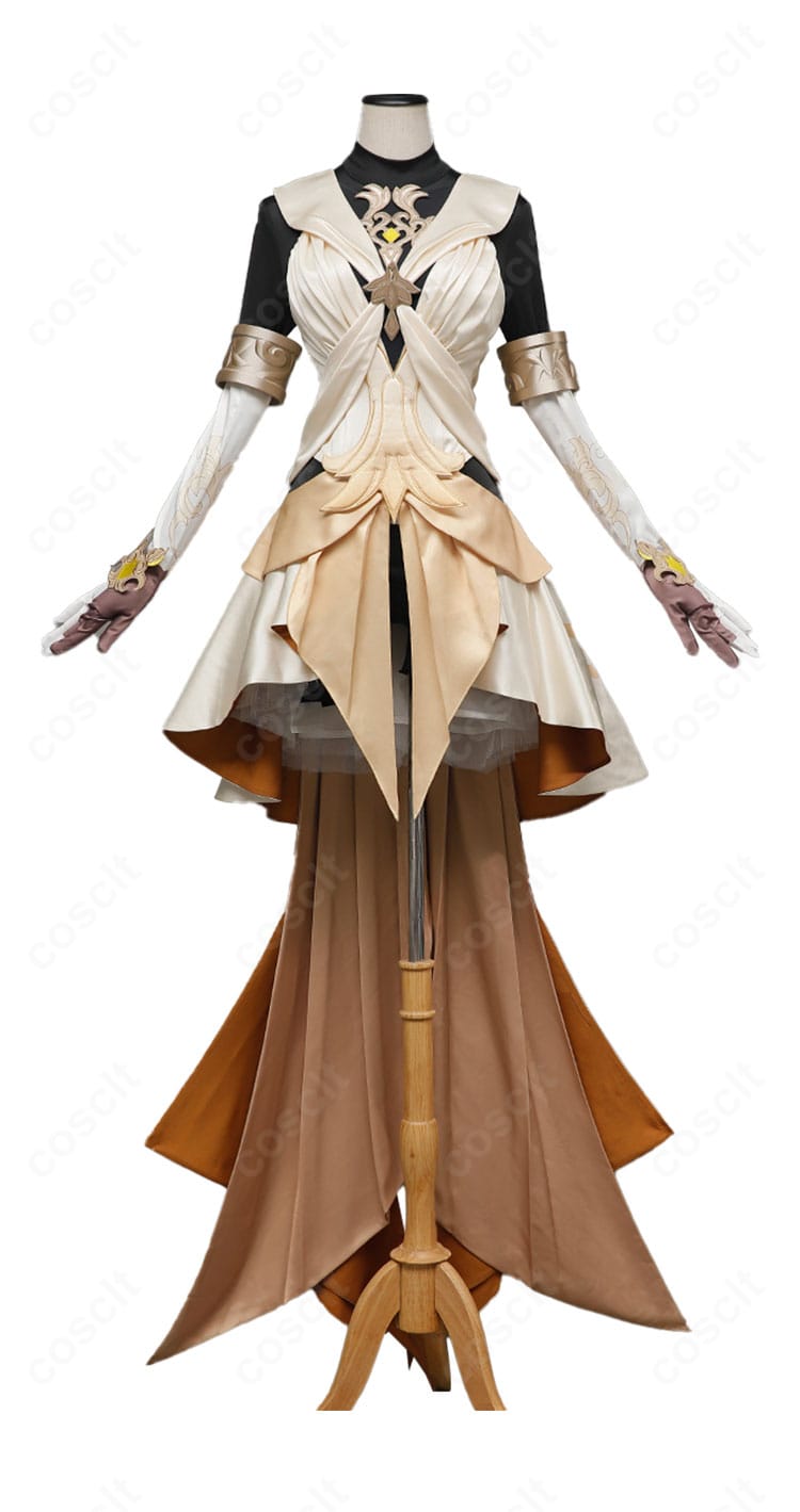 アグライア衣装の正面スタイル写真、レオタードとオーバースカートのシルエットが分かる構図