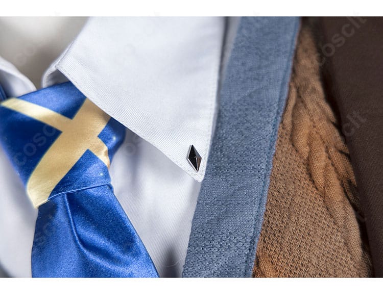 無期迷途 リン 衣装の襟元ディテール。ネクタイ結びと襟の形状、縁取りの仕上がりを鮮明に撮影。