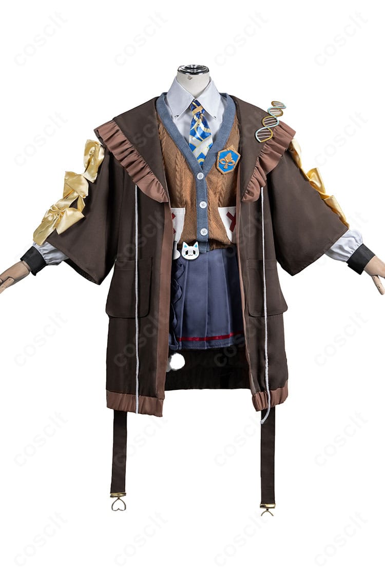 無期迷途 リン コスプレ衣装の正面スタイル。シャツ＋ベスト＋マントのバランスと端正な配色が分かる全身画像。