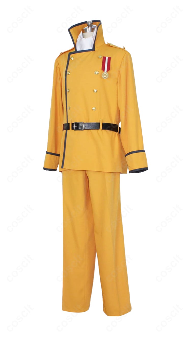 左側面のオレスキー衣装。肩から裾にかけての直線的シルエットと装飾の配置をチェック。