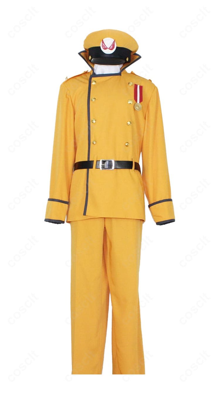 オレスキー コスプレ衣装の正面全体図。襟・前立て・ベルト位置などディテールが分かる写真。