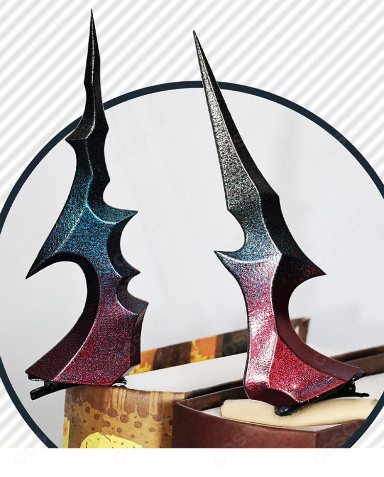 ヘアアクセ・角まわりの装飾ディテール。質感と形状を丁寧に再現したチェン・センユー風デザイン