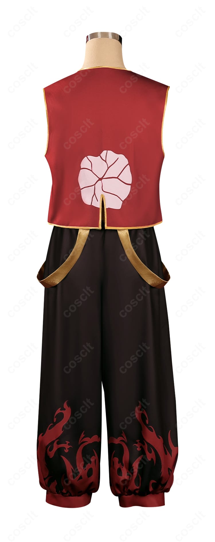 ナタのコスプレ衣装 背面。帯と背面装飾のレイヤー構成がわかる後ろ姿カット。