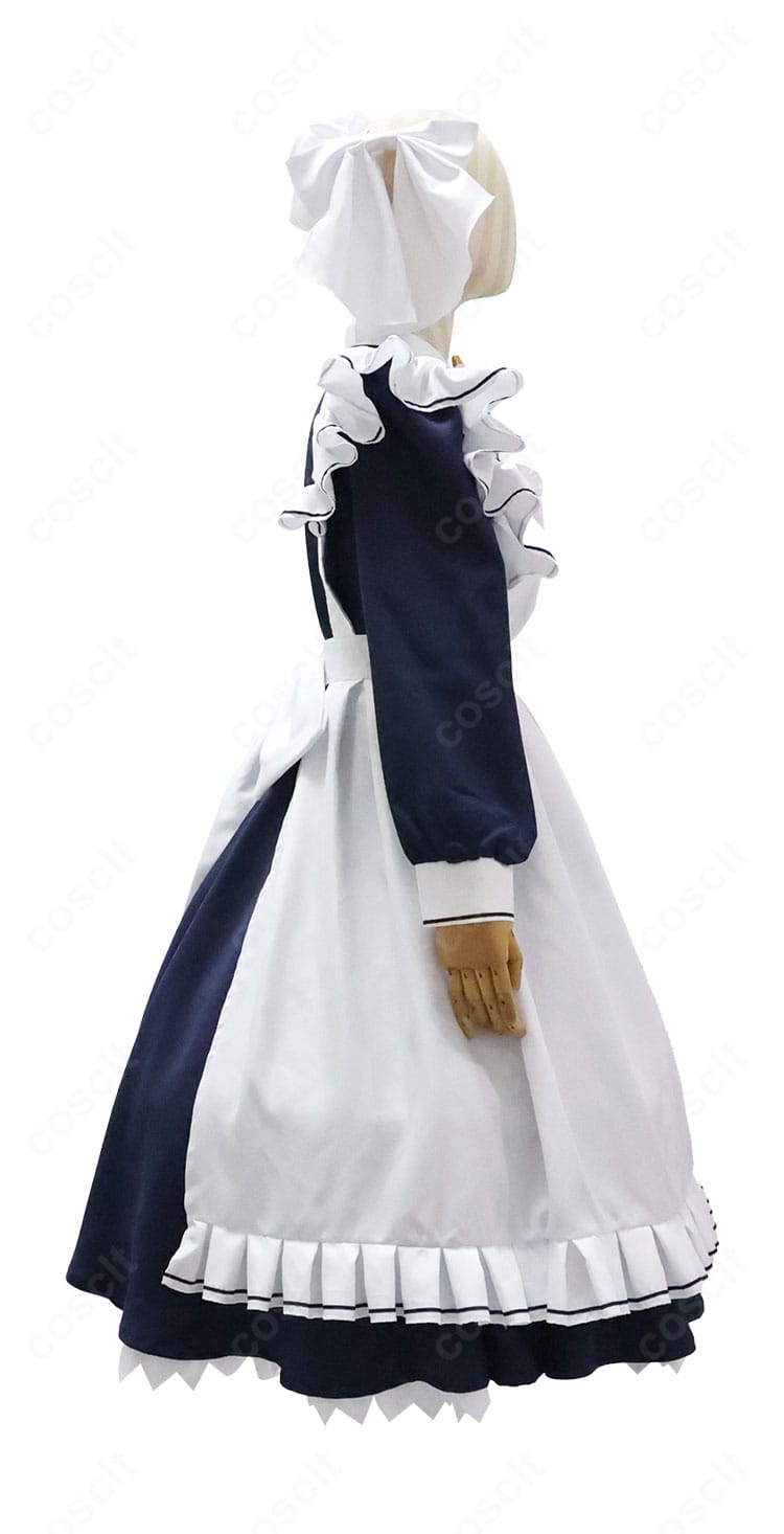 右側ディテール。エプロンの縁取りとフロントリボンの細部をクローズアップ