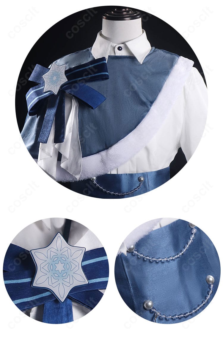 SNOW MIKU 2025 鏡音レン 衣装の装飾ディテール。金属チェーンや装飾パーツの質感と縫製をクローズアップ。