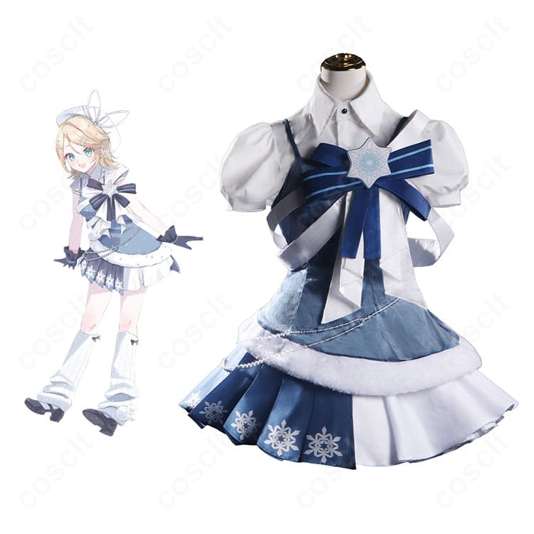 商品正面とキャラクターの組み合わせ画像。鏡音リン SNOW MIKU 2025コスの全体バランスと配色を確認できるカット