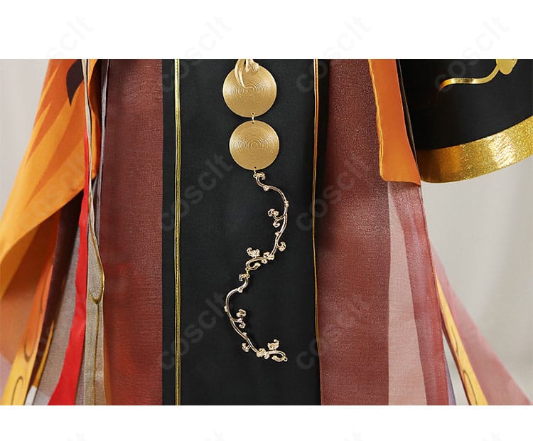 無期迷途 曜(ヤオ)燃える神舞 オーバースカート裾の装飾ディテール。精緻な刺繍と縁取りを強調したクローズアップ。