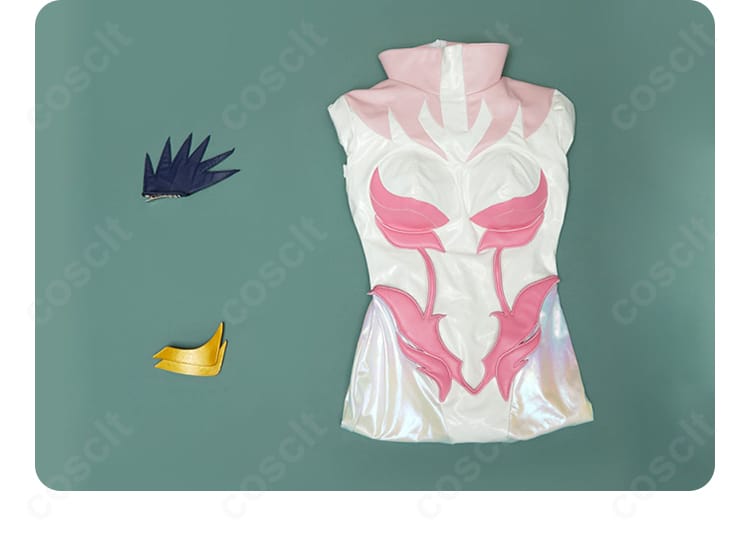 セット内容の説明画像。パイロットスーツ本体と髪飾りの同梱物一覧