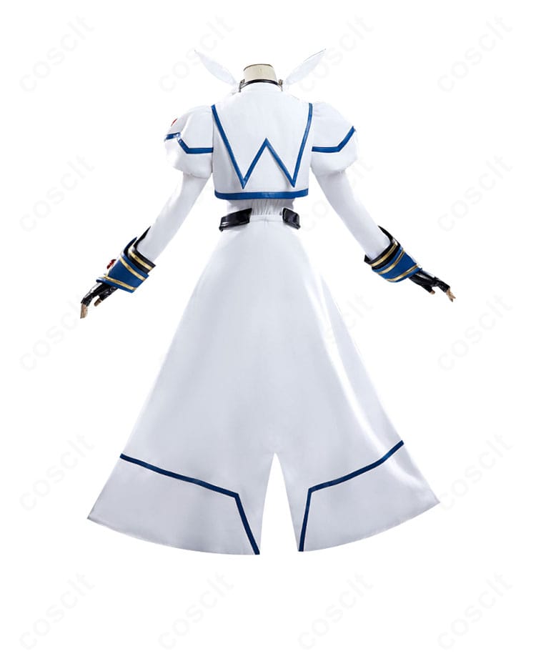 高町なのは バリアジャケット衣装・背面。背中の切り替えとマント風シルエット、装飾の配置を詳細に表示。