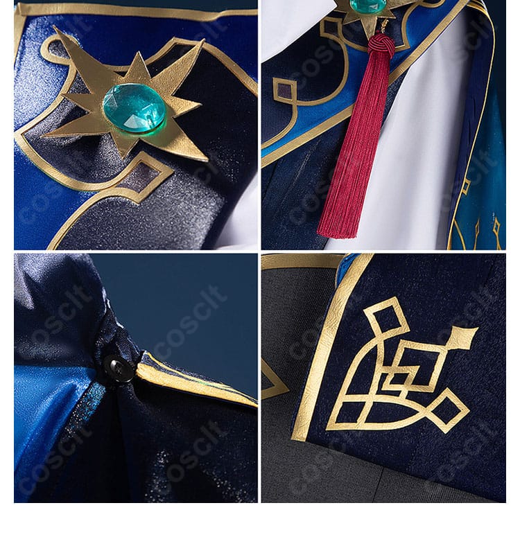 襟元と襟飾りの詳細。層構成と配色バランス、ライン取りを確認できるカット。