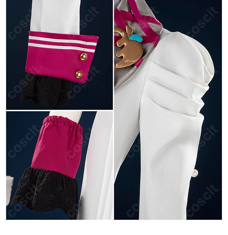 肩と袖の装飾接写。ラインストーンとブレードの配置を再現