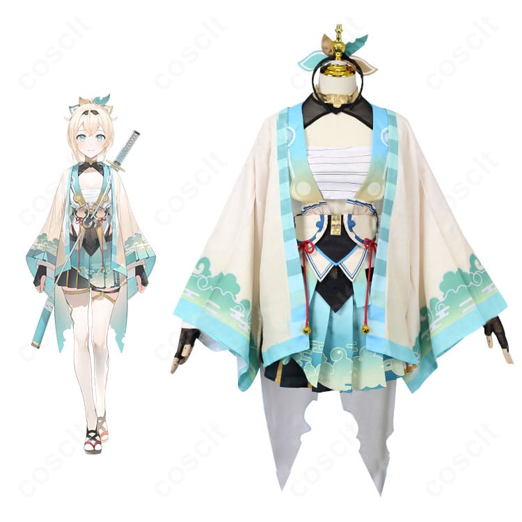 風真いろは 初期衣装のフルコーデ全身。羽織とコルセット、髪飾りまで揃ったホロライブ公式イメージ準拠の高再現コスプレ衣装。
