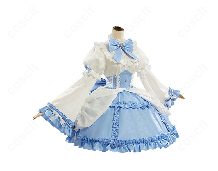 レム コスプレ衣装の側面。ウエストラインと袖の装飾が強調された美しいサイドシルエット