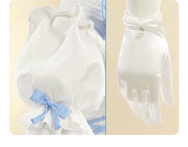 レム衣装の袖装飾と手袋のセットアップ。コーディネートの一体感が伝わる近接画像