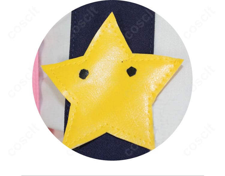 星形モチーフの拡大：八九寺真宵コスプレ衣装バックパックのショルダーストラップ星形装飾の意匠画像